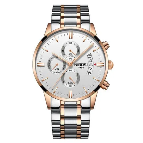 NIBOSI Mens Fine Fashion Premium Top Quality Triple Dial Pilot Design Stainless Steel Watch Divine Inspiration Styles Bracelets