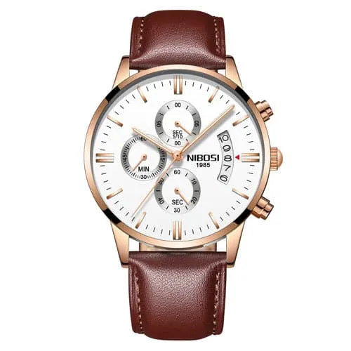 NIBOSI Mens Fine Fashion Premium Top Quality Triple Dial Pilot Design Stainless Steel Watch Divine Inspiration Styles Bracelets