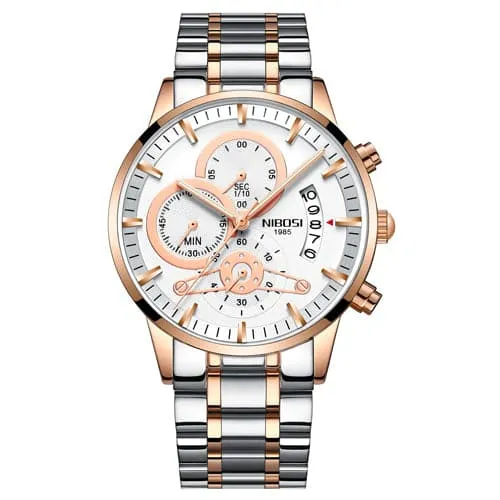 NIBOSI Mens Fine Fashion Premium Top Quality Triple Dial Pilot Design Stainless Steel Watch Divine Inspiration Styles Bracelets