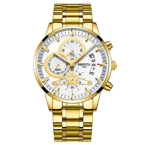 NIBOSI Mens Fine Fashion Premium Top Quality Triple Dial Pilot Design Stainless Steel Watch Divine Inspiration Styles Bracelets