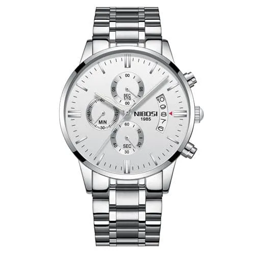 NIBOSI Mens Fine Fashion Premium Top Quality Triple Dial Pilot Design Stainless Steel Watch Divine Inspiration Styles Bracelets