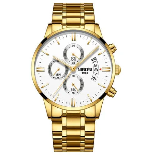NIBOSI Mens Fine Fashion Premium Top Quality Triple Dial Pilot Design Stainless Steel Watch Divine Inspiration Styles Bracelets