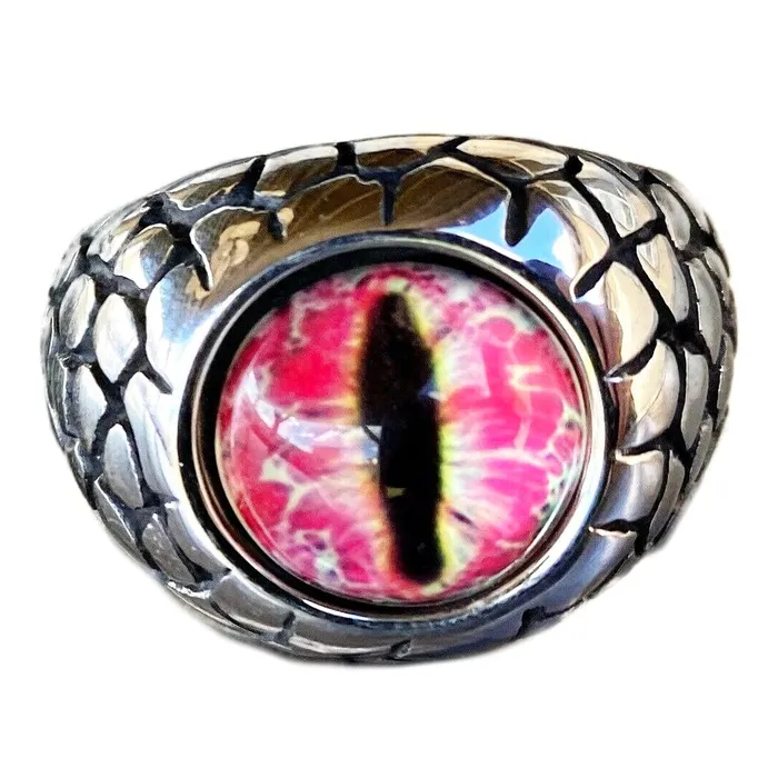 Red Reptile Eye Ring Snake Dinosaur Dragon Cat Lizard Stainless Steel Vivi Rings