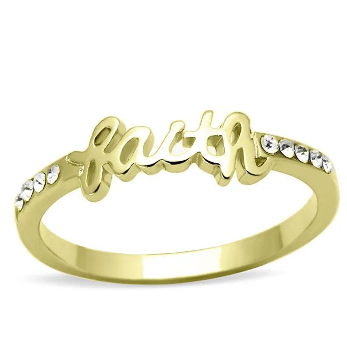 Rings Alamode LO3967 Flash Gold Brass Ring with Top Grade Crystal in Clear