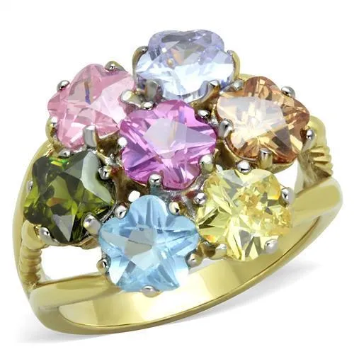 Rings Alamode TK1791 TwoTone IP Gold Ion Plating Stainless Steel Ring with Assorted in Multi Color