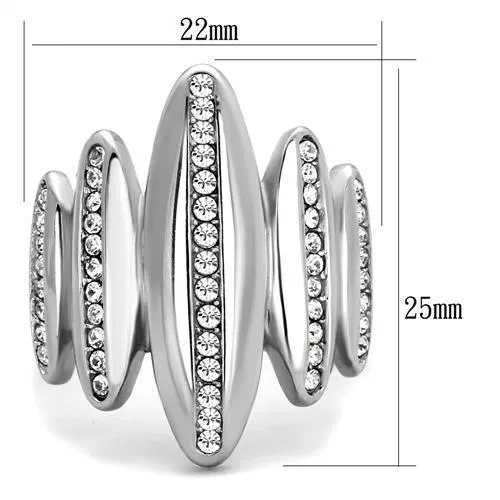Rings Alamode TK2156 High polished no plating Stainless Steel Ring with Top Grade Crystal in Clear