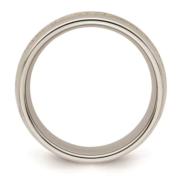 Rings Chisel Stainless Steel Polished with Antler Inlay 8mm Band Rings Chisel Stainless Steel Polished with Antler Inlay 8mm Band