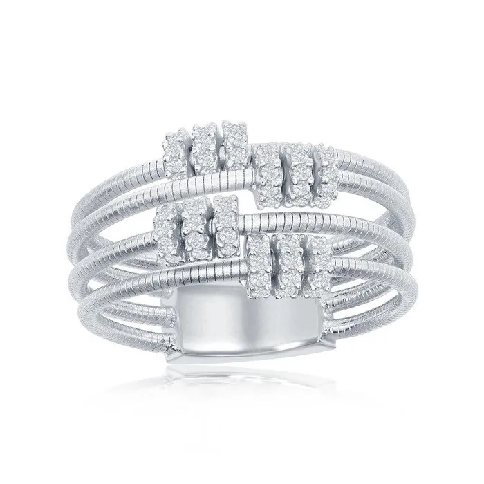 Rings Classic Sterling Silver Designer CZ Ring Bonded with Platinum Size 7 Rings Classic Sterling Silver Designer CZ Ring Bonded with Platinum Size 7