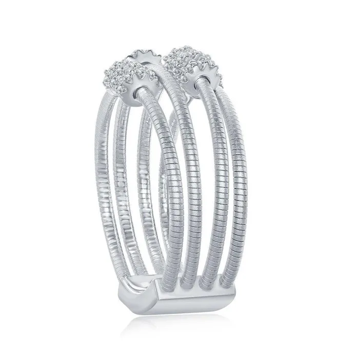Rings Classic Sterling Silver Designer CZ Ring Bonded with Platinum Size 7