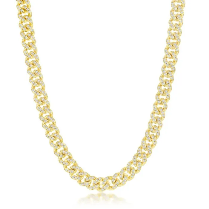 Rings Classic Sterling Silver GP Micro Pave CZ 65mm Miami Cuban Chain 22