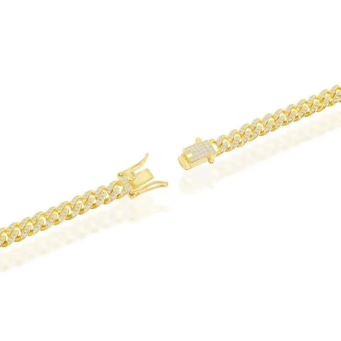 Rings Classic Sterling Silver GP Micro Pave CZ 65mm Miami Cuban Chain 22