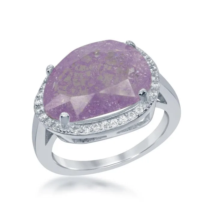 Rings Classic Sterling Silver Oval Light Pink Ice CZ Ring Size 7