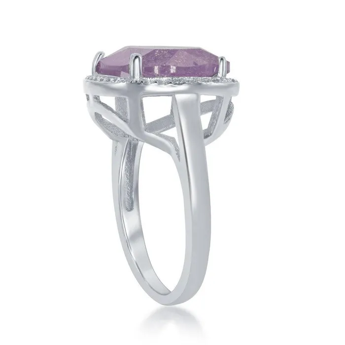 Rings Classic Sterling Silver Oval Light Pink Ice CZ Ring Size 7