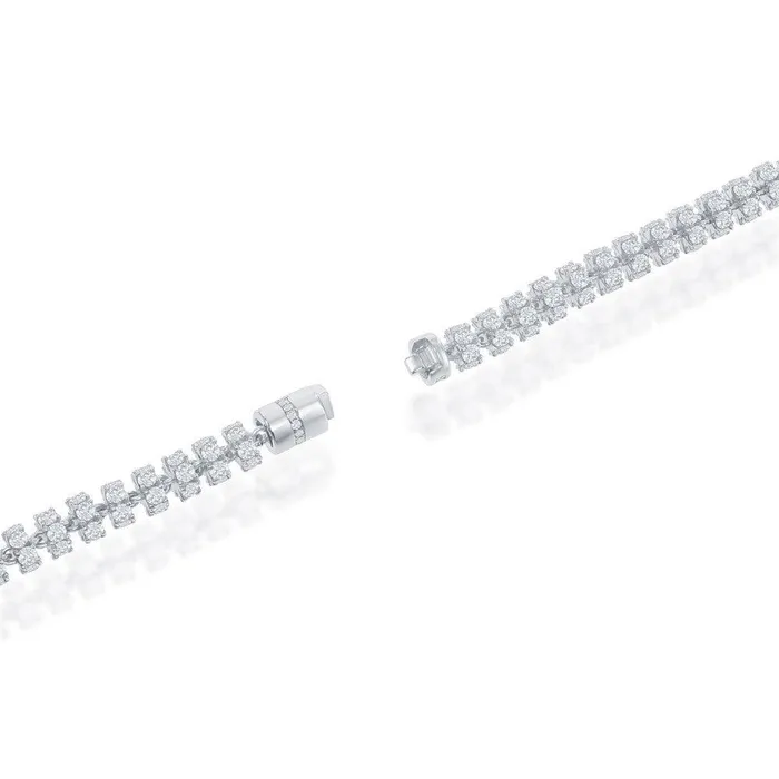 Rings Classic Sterling Silver Rhodium Plated 6mm Barrel CZ Chain 22