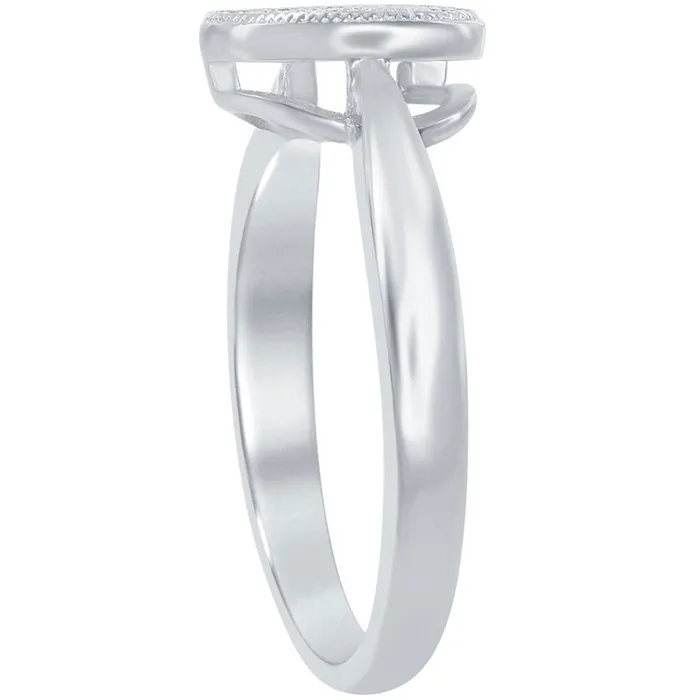 Rings Classic Womens Silver Micro Pave CZ Heart Ring W9621 Classic