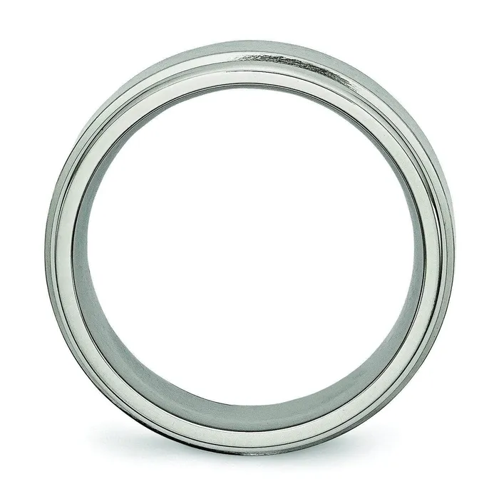 Rings deBebians Grooved Edge Titanium Ring Matte High Polish Finish in 8mm