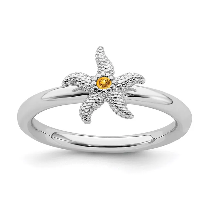 Rings Stackable Expressions Sterling Silver Stackable Expressions Citrine Starfish Ring QSK1864