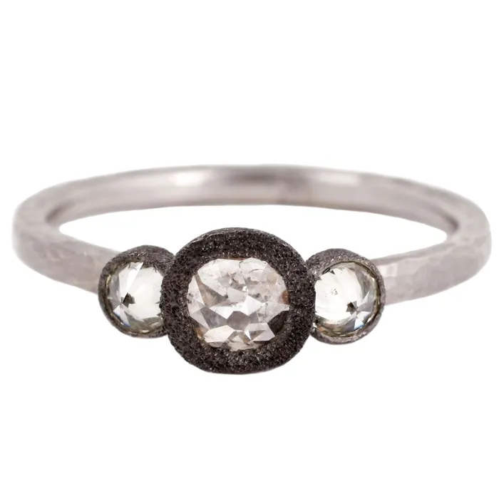 Rings Three Diamond Bezel Ring TAP By Todd Pownell