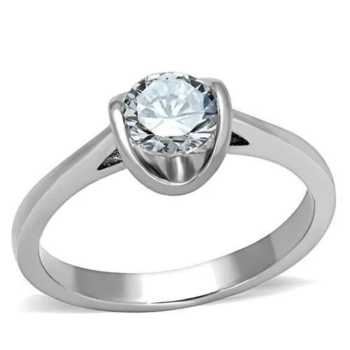 Rings TK1763 High polished no plating Stainless Steel Ring with AAA Grade CZ in Clear Alamode