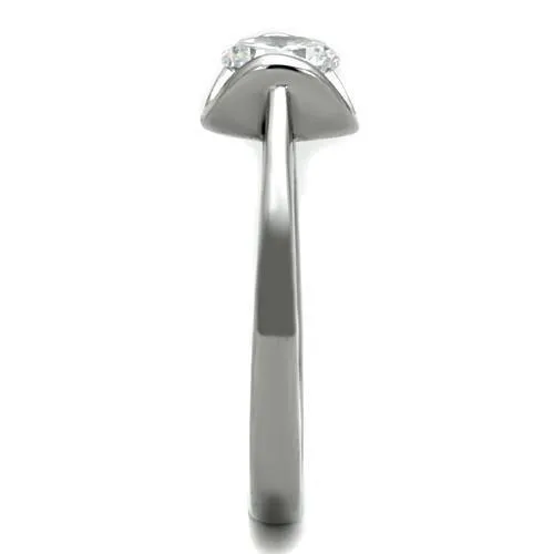 Rings TK1763 High polished no plating Stainless Steel Ring with AAA Grade CZ in Clear Alamode