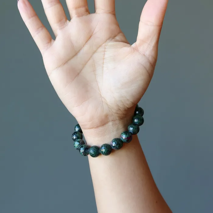 Satin Crystals Bracelets Ruby Zoisite Bracelet Rich as Can Be Faceted Beads