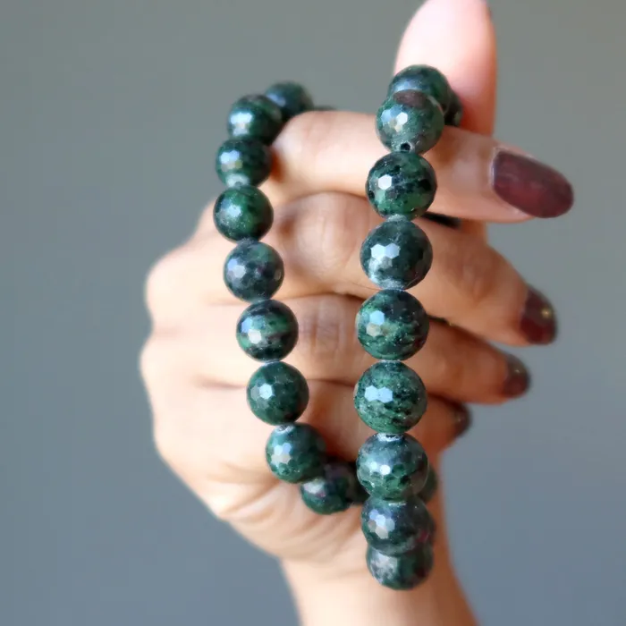 Satin Crystals Bracelets Ruby Zoisite Bracelet Rich as Can Be Faceted Beads