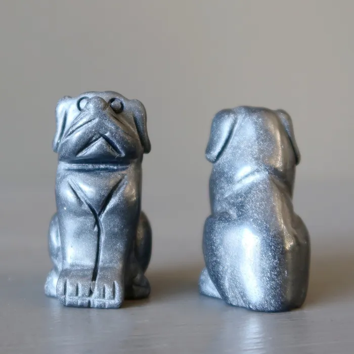 Satin Crystals Hematite Dog Silver Puppy Happy Protector Crystal Earrings