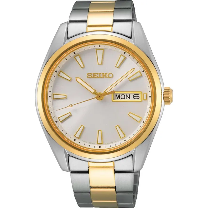 SEIKO Bracelets Seiko Mens Quartz Watch Neo Classic Silver Dial Two Tone Steel Bracelet SUR446P1 SEIKO Bracelets Seiko Mens Quartz Watch Neo Classic Silver Dial Two Tone Steel Bracelet SUR446P1