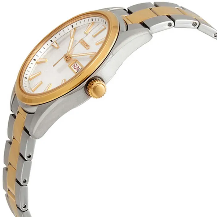 SEIKO Bracelets Seiko Mens Quartz Watch Neo Classic Silver Dial Two Tone Steel Bracelet SUR446P1 SEIKO Bracelets Seiko Mens Quartz Watch Neo Classic Silver Dial Two Tone Steel Bracelet SUR446P1