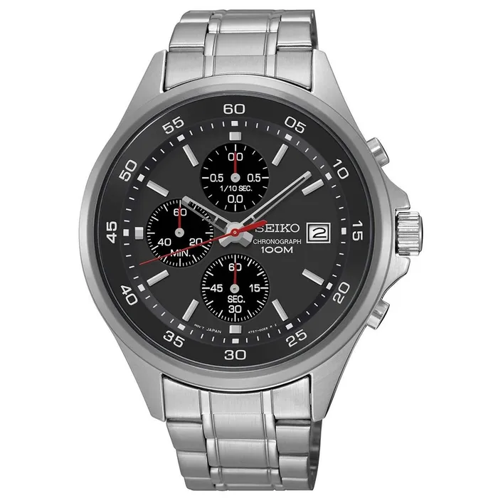 Seiko Bracelets Seiko SKS477 Mens Black Dial Stainless Steel Bracelet Chronograph Watch Seiko Bracelets Seiko SKS477 Mens Black Dial Stainless Steel Bracelet Chronograph Watch