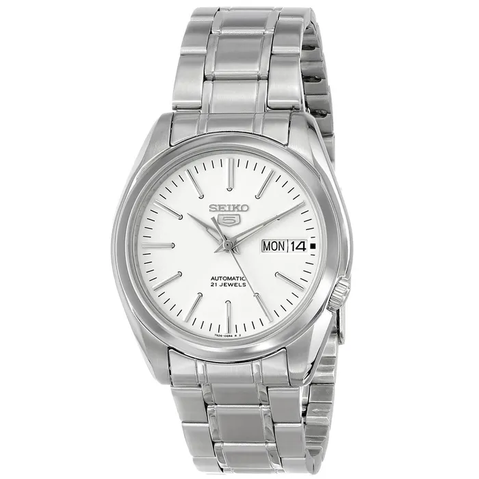 Seiko Bracelets Seiko SNKL41 Mens 5 Automatic Stainless Steel Bracelet White Dial Day Date Watch Seiko Bracelets Seiko SNKL41 Mens 5 Automatic Stainless Steel Bracelet White Dial Day Date Watch