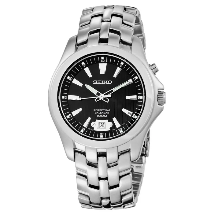 Seiko Bracelets Seiko SNQ101 Mens Perpetual Calendar Black Dial Stainless Steel Bracelet Watch Seiko Bracelets Seiko SNQ101 Mens Perpetual Calendar Black Dial Stainless Steel Bracelet Watch