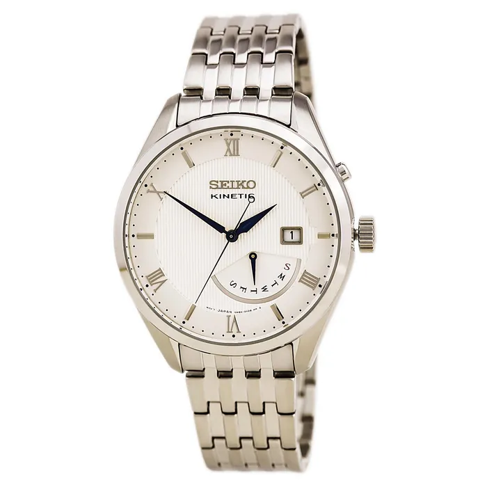 Seiko Bracelets Seiko SRN055 Mens Core White Dial Steel Bracelet Power Reserve Kinetic Watch Seiko Bracelets Seiko SRN055 Mens Core White Dial Steel Bracelet Power Reserve Kinetic Watch