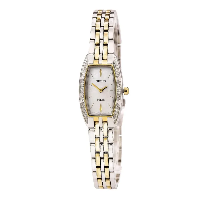 Seiko Bracelets Seiko SUP152 Womens Solar MOP Dial Two Tone Stainless Steel Swarovski Crystal Watch Seiko Bracelets Seiko SUP152 Womens Solar MOP Dial Two Tone Stainless Steel Swarovski Crystal Watch