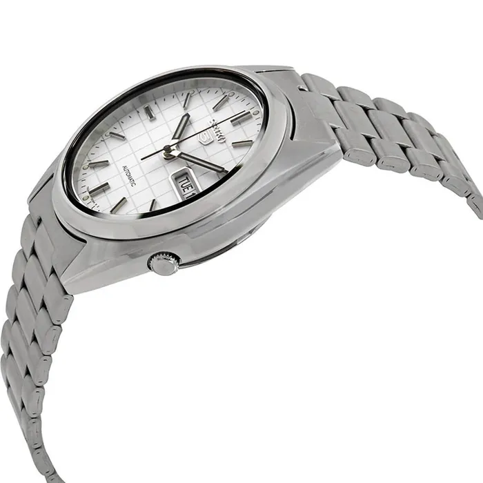 SEIKO Seiko Mens Watch Series 5 Automatic White Grid Dial Silver SS Bracelet SNXF05K1 Bracelets SEIKO Seiko Mens Watch Series 5 Automatic White Grid Dial Silver SS Bracelet SNXF05K1 Bracelets