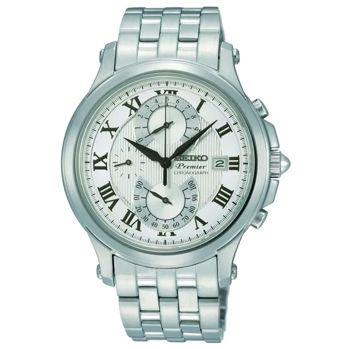Seiko Seiko SPC065P1 Mens Premier Chronograph White Dial Stainless Steel Bracelet Watch Bracelets Seiko Seiko SPC065P1 Mens Premier Chronograph White Dial Stainless Steel Bracelet Watch Bracelets