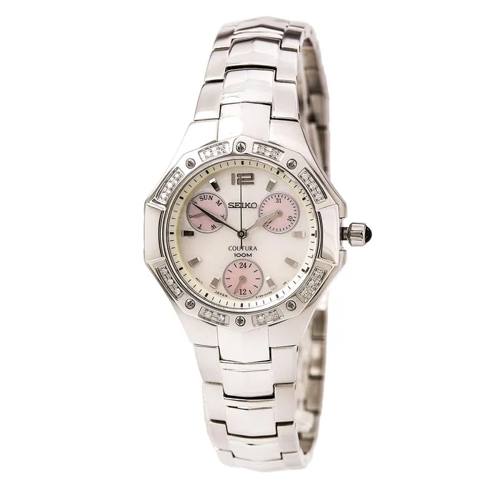 Seiko SUK011 Womens Coutura Diamond White MOP Dial Stainless Steel Bracelet Watch Seiko Bracelets Seiko SUK011 Womens Coutura Diamond White MOP Dial Stainless Steel Bracelet Watch Seiko Bracelets