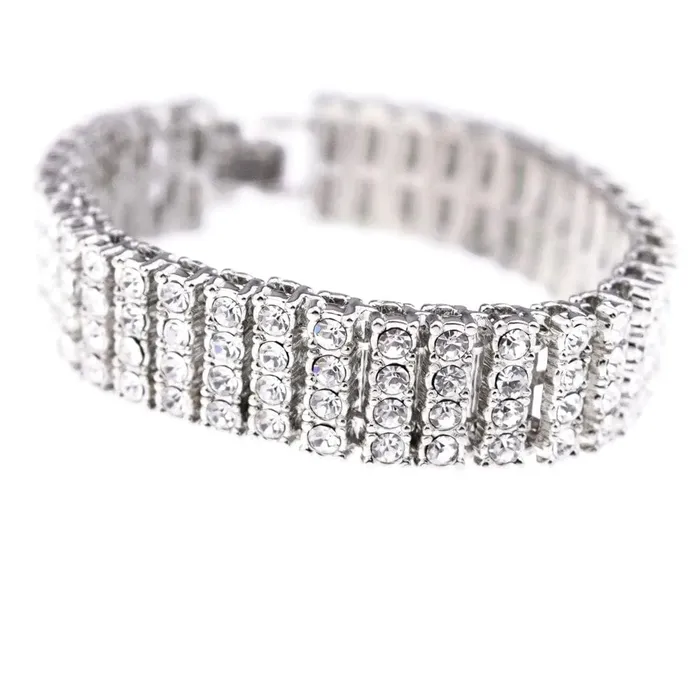 Silver Tone Four Row Iced Bracelet 8 Inch Bling Cartel Admin Bracelets