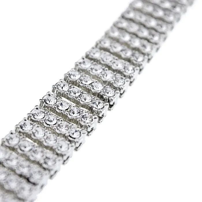 Silver Tone Four Row Iced Bracelet 8 Inch Bling Cartel Admin Bracelets