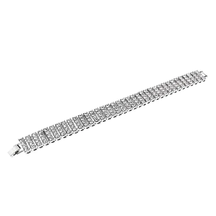 Silver Tone Four Row Iced Bracelet 8 Inch Bling Cartel Admin Bracelets