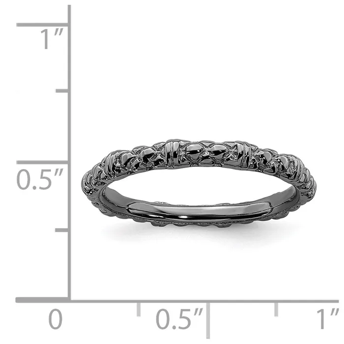 Stackable Expressions Rings Sterling Silver Stackable Expressions Blackplated Cable Ring QSK209