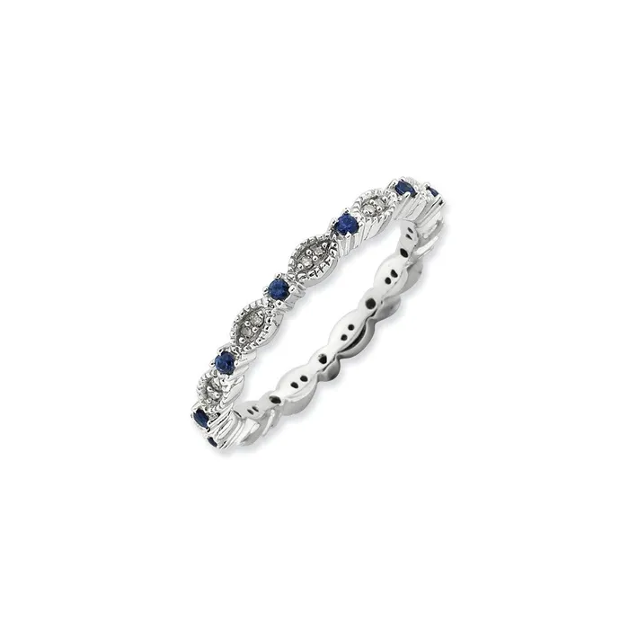 Stackable Expressions Rings Sterling Silver Stackable Expressions Polished Sapphire Dia Ring QSK805