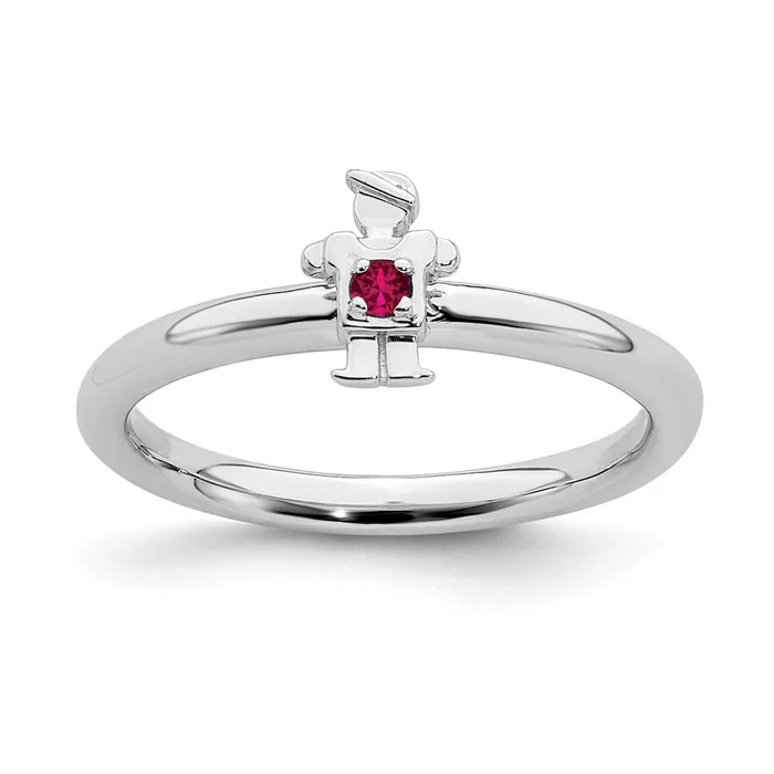 Stackable Expressions Rings Sterling Silver Stackable Expressions Rhodium Cr Ruby Boy Ring QSK1917