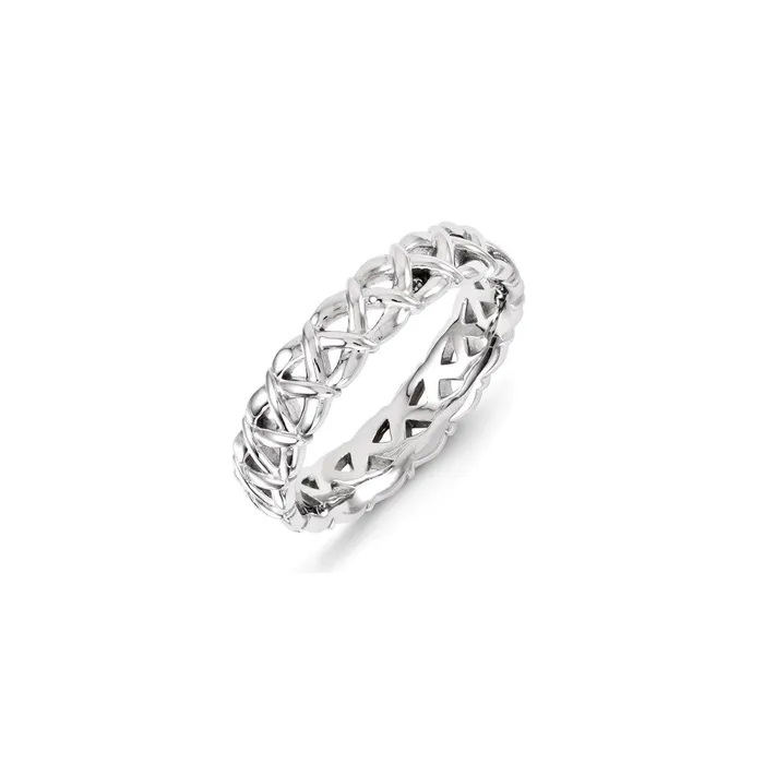 Stackable Expressions Sterling Silver Stackable Expressions Carved Band Ring QSK1439 Rings