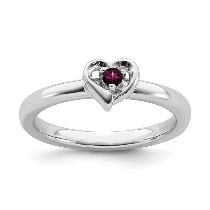 Stackable Expressions Sterling Silver Stackable Expressions Rhodolite Garnet Heart Ring QSK1527 Rings