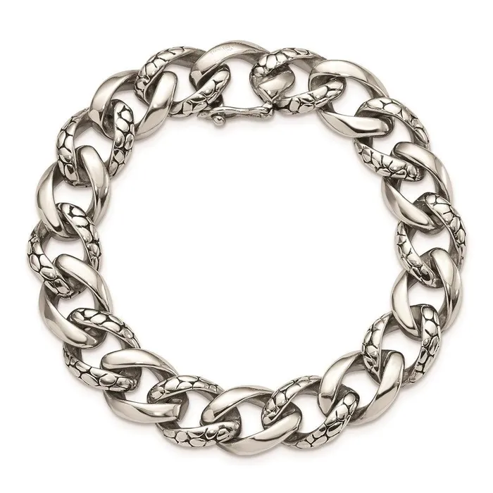 Stainless Steel Antiqued Polished Links 85in Bracelet Chisel Bracelets Stainless Steel Antiqued Polished Links 85in Bracelet Chisel Bracelets