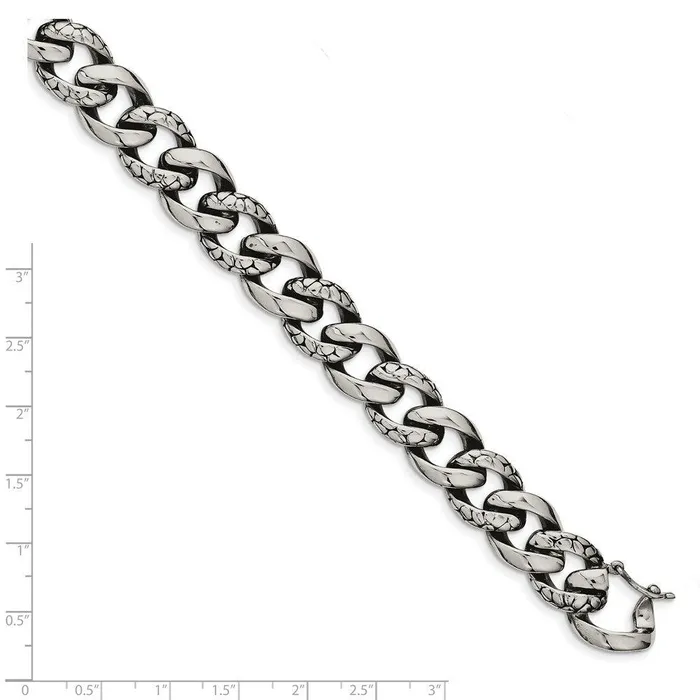 Stainless Steel Antiqued Polished Links 85in Bracelet Chisel Bracelets Stainless Steel Antiqued Polished Links 85in Bracelet Chisel Bracelets