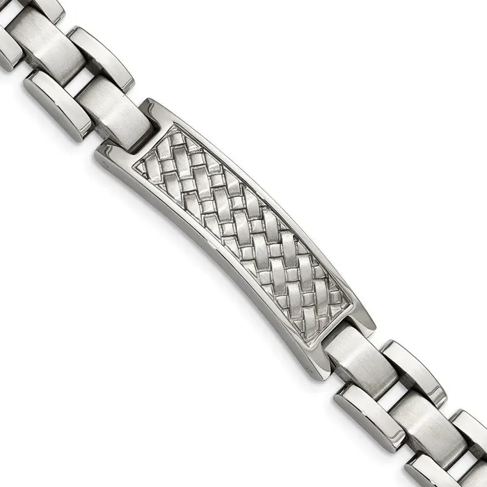 Stainless Steel Brushed and Polished Weaved Pattern ID Bracelet Chisel Bracelets Stainless Steel Brushed and Polished Weaved Pattern ID Bracelet Chisel Bracelets
