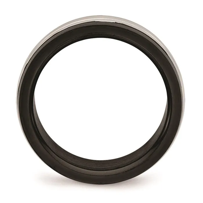 Stainless Steel Polished Black IP Grooved Ring Chisel Rings Stainless Steel Polished Black IP Grooved Ring Chisel Rings
