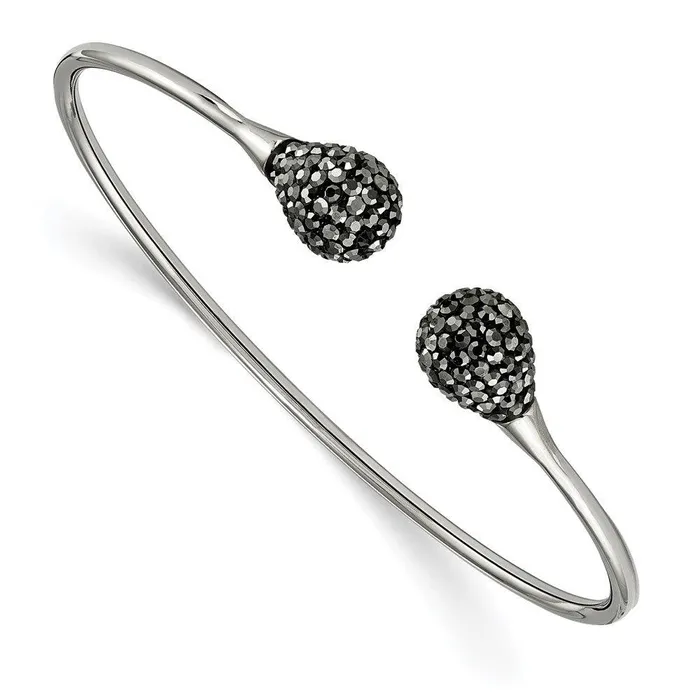 Stainless Steel Polished with Hematite Flexible Cuff Bangle Chisel Bracelets Stainless Steel Polished with Hematite Flexible Cuff Bangle Chisel Bracelets